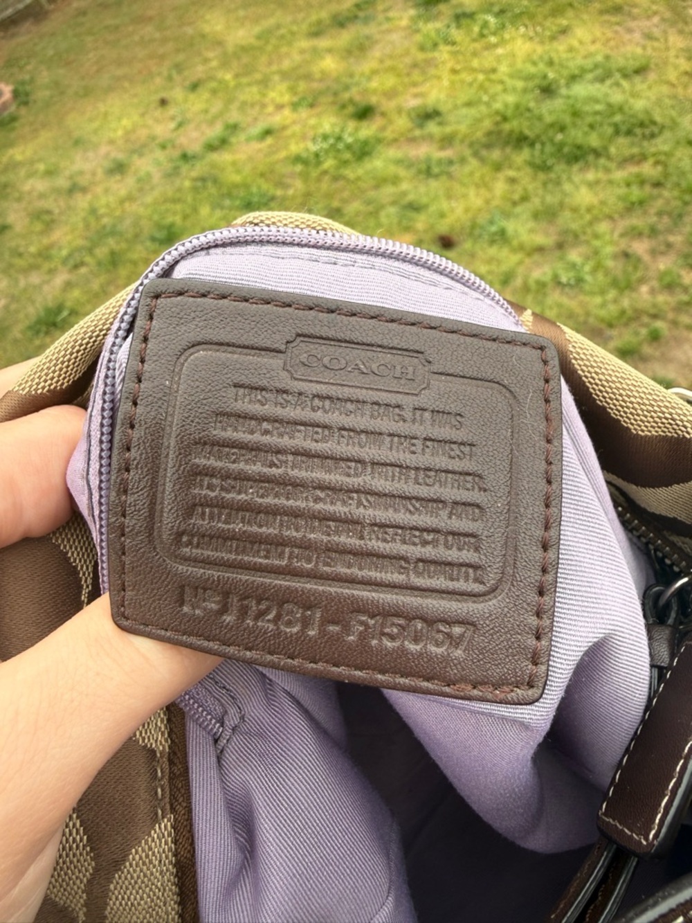 Coach Signature Canvas Shoulder Bag in Khaki and Brown - Picture 7 of 7